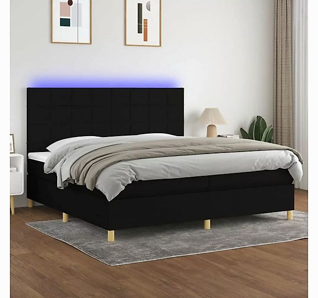 vidaXL Boxspringbett Boxspringbett mit Matratze LED Schwarz 200x200 cm Stof günstig online kaufen