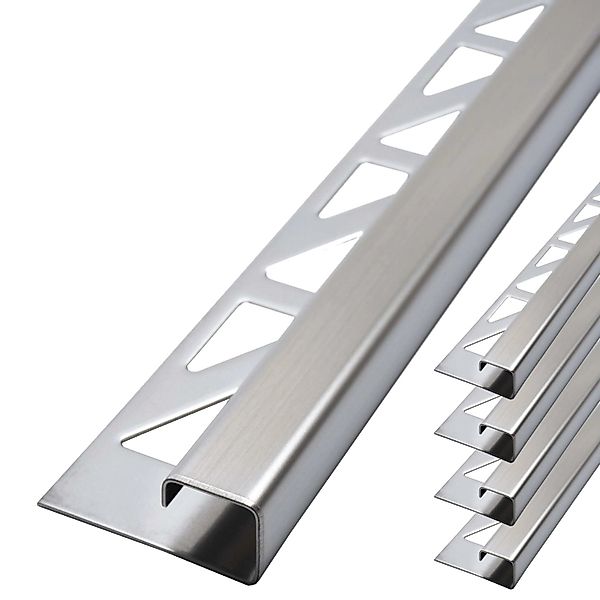 Dalsys Fliesenschiene Edelstahl Gebürstet 5x 2,5m x 8mm Eckprofil Quadrat günstig online kaufen