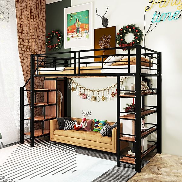 Flieks Hochbett Metallbett Einzelbett 90x200cm mit günstig online kaufen