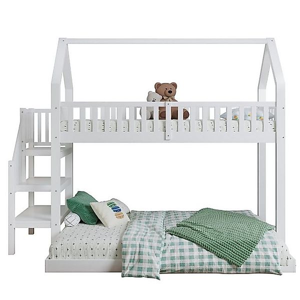 XDOVET Kinderbett Etagenbett, Hausbett mit Treppe, Kinderbett mit Fallschut günstig online kaufen