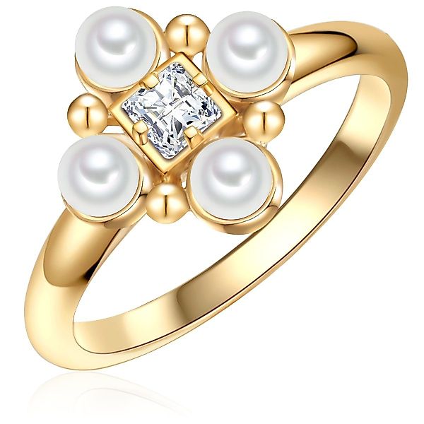 Lulu & Jane Perlenring gelbgold, Messing günstig online kaufen