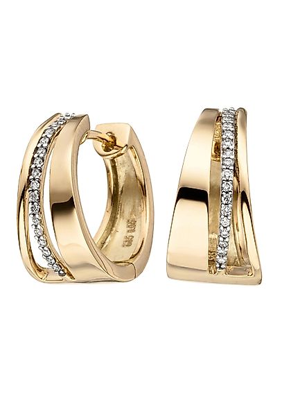JOBO Paar Creolen "Ohrringe in Bicolor-Optik", 585 Gold mit 34 Diamanten günstig online kaufen