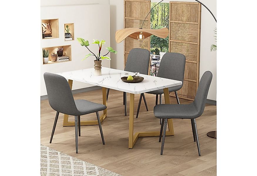 JOIVI Esstisch 5-Teiliges Esstisch Set mit 4 Stühle (Beine aus Metall, mit günstig online kaufen