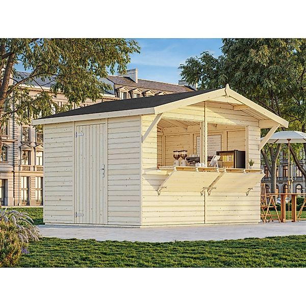 Palmako Stella Holz-Gartenhaus Braun Satteldach Tauchgrundiert 323 cm x 259 günstig online kaufen