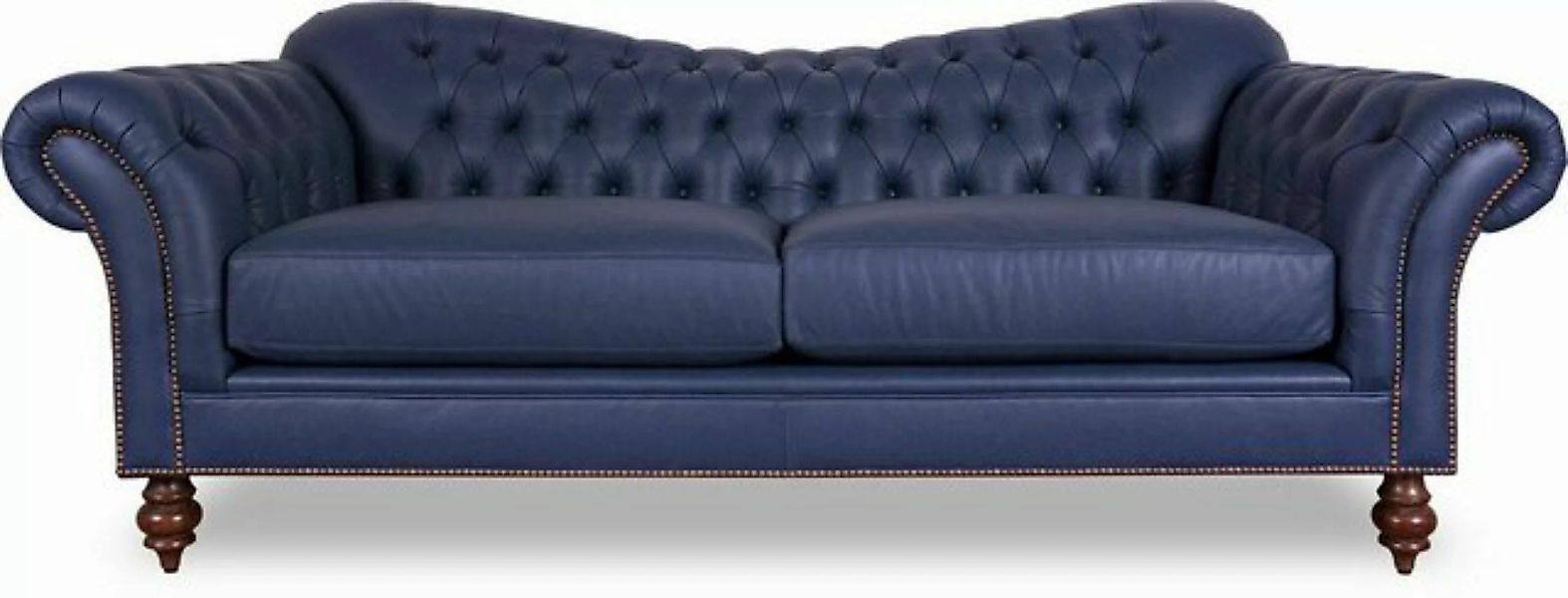 JVmoebel 3-Sitzer Chesterfield Wohnzimmer Couch Blau Couchen Sofa Leder, Ma günstig online kaufen