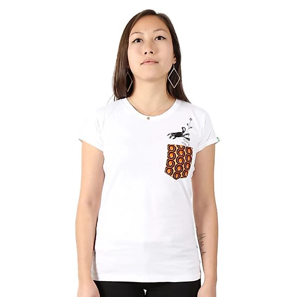 Damen T-shirt Aus Bio-baumwolle Mit Brusttasche „Monkey“ Weiss günstig online kaufen
