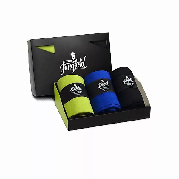Von Jungfeld 3er Pack Herren Socken, Geschenkbox, gemischte Farben Blau/Grü günstig online kaufen