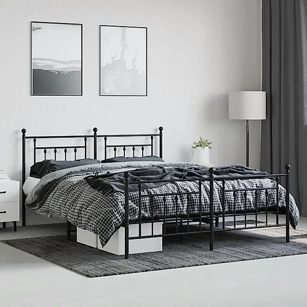 vidaXL Metallbett ohne Matratze mit Fußteil Schwarz 180x200 cm 353559 günstig online kaufen