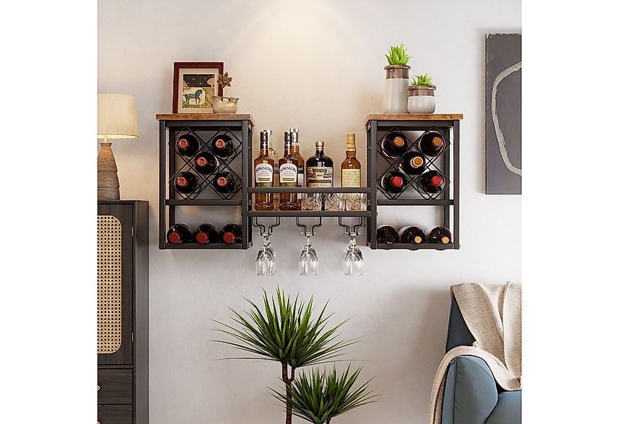 TWSOUL Weinregal Wand-Weinregal aus Metall mit 3 Glashaltern – 100 × 45 × 2 günstig online kaufen