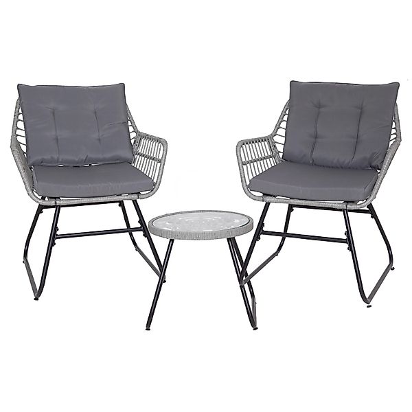 SVITA Balkonset AMALFI, Rattan, Outdoor, Sitzgruppe, Hellgrau günstig online kaufen