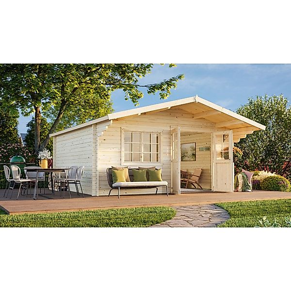 Palmako Gartenhaus Britta 480 x 425 cm Lackiert Dunkelgrau-Weiß FSC® günstig online kaufen