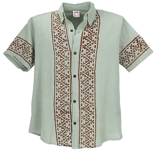 Guru-Shop Hemd & Shirt Natürliches Hemd aus Indien, Ethnohemd - salbei Ethn günstig online kaufen