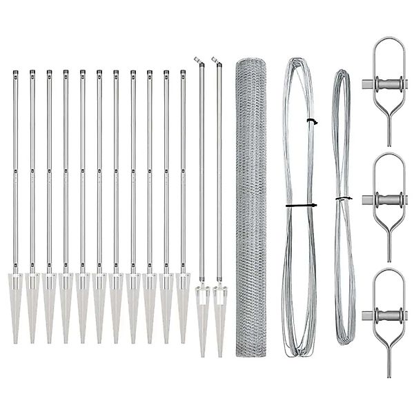 vidaXL Zaunpfosten Silber 25 x 1,5 m 25 mm Gitter Stahl 3353389 günstig online kaufen