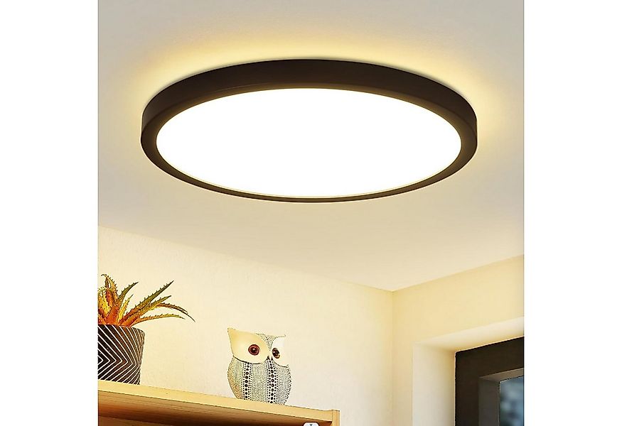 Nettlife LED Panel Deckenleuchte Schwarz Rund 23CM Flach Modern, LED fest i günstig online kaufen