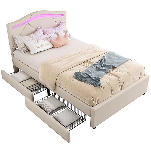 Flieks Polsterbett, LED Einzelbett 90x200cm mit günstig online kaufen