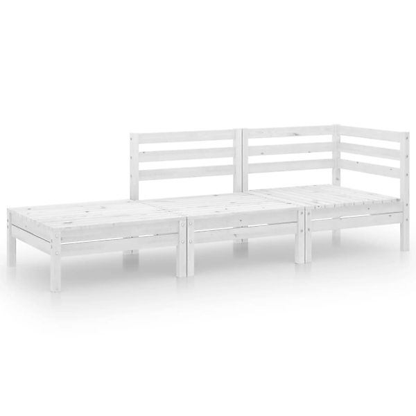 vidaXL Gartenlounge-Set 3-tlg. Garten-Lounge-Set Weiß Massivholz günstig online kaufen