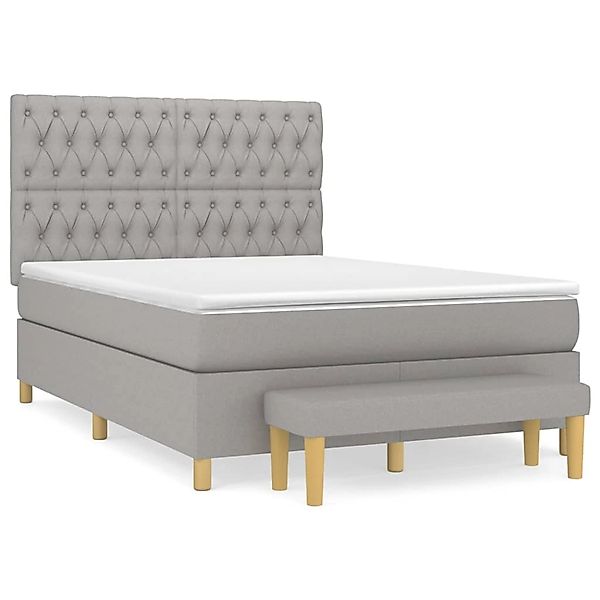 vidaXL Boxspringbett mit Matratze Hellgrau 140x190 cm Stoff1397237 günstig online kaufen