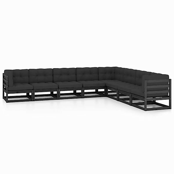 8-tlg. Garten-lounge-set Mit Kissen Schwarz Kiefer Massivholz günstig online kaufen