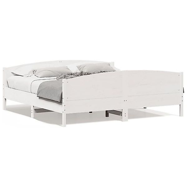 vidaXL Bettgestell, Massivholzbett mit Kopfteil Wachsbraun 180x200 cm Kiefe günstig online kaufen