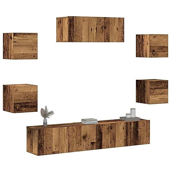 vidaXL Schrankmodule 5-teiliges TV-Schrank-Set Wandmontage aus altem Holz günstig online kaufen