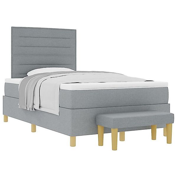 vidaXL Bett Boxspringbett mit Matratze & Bank Hellgrau 120x190 cm Stoff (2- günstig online kaufen