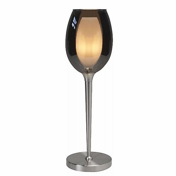 Tischleuchte Belle, rauchgrau/nickel, Höhe 40 cm, Glas günstig online kaufen