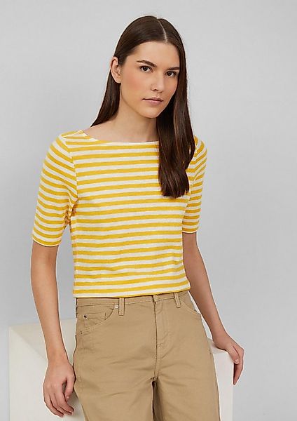 s.Oliver Kurzarmshirt T-Shirt Gestreiftes T-Shirt im Slim Fit mit Flammgarn günstig online kaufen