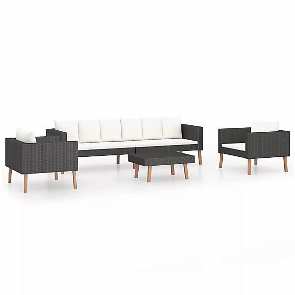 4-tlg. Garten-lounge-set Mit Auflagen Poly Rattan Schwarz günstig online kaufen
