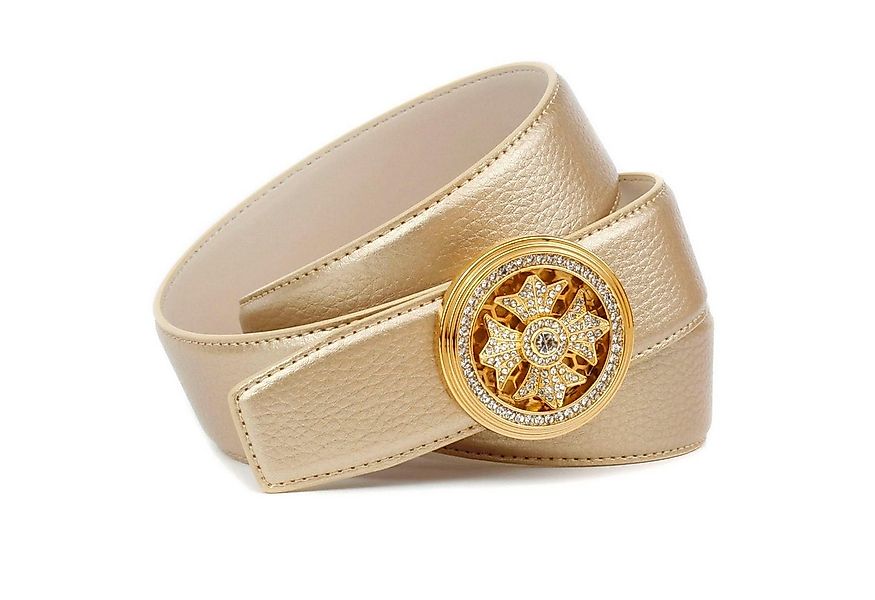 Anthoni Crown Ledergürtel mit Schmuckschließe und Drehmechanismus, Steppnäh günstig online kaufen