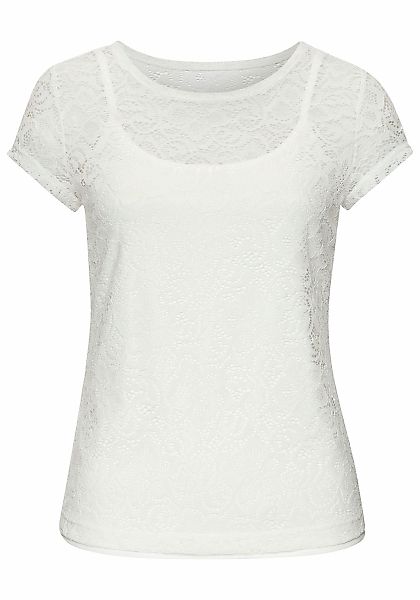 LASCANA Spitzenshirt (Packung, +Top) mit Blumenmuster günstig online kaufen