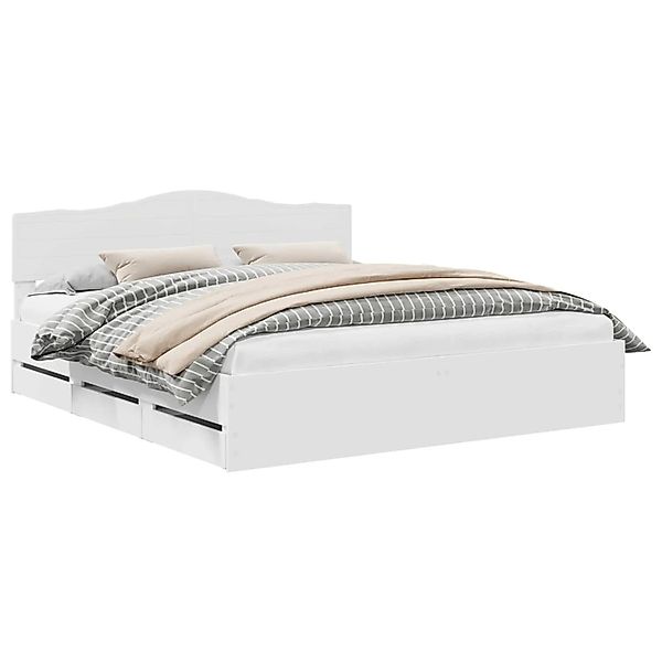 vidaXL Bettrahmen mit Schubladen Weiß 180 x 200 cm Ingenieurs Holz 3412977 günstig online kaufen