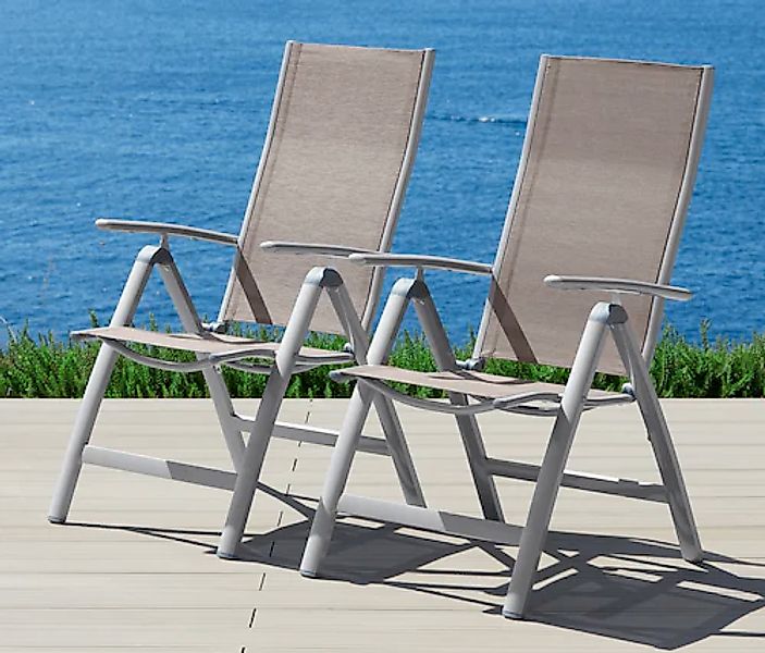 MERXX Gartenstuhl »Amalfi« (Set) 2 Stk. 2er Set, Alu/Textil, verstellbar günstig online kaufen