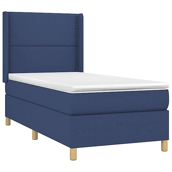 vidaXL Boxspringbett mit Matratze & LED Blau 100x200 cm Stoff 3138779 günstig online kaufen