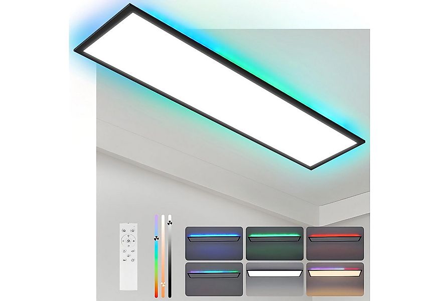 Nettlife LED Panel Deckenleuchte Dimmbar RGB 100x25 24W Backlight Tageslich günstig online kaufen