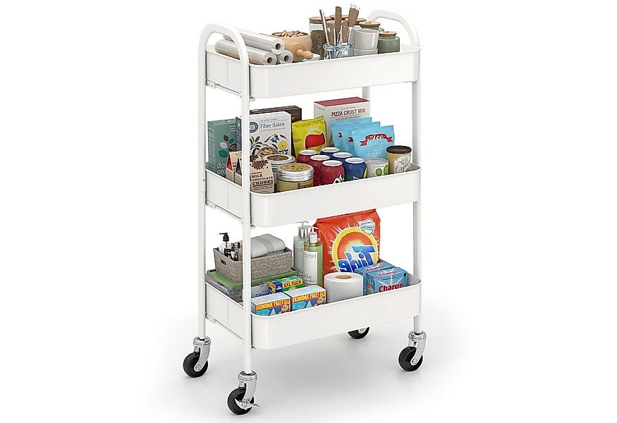 Sekey Küchenwagen Servierwagen mit Rollen Beistellwagen mit 3 Ablageebenen günstig online kaufen