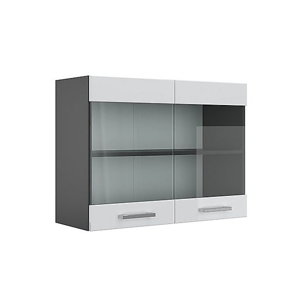 Vicco Küchenglasschrank R-Line Glashängeschrank Weiß Hochglanz/Anthrazit 80 günstig online kaufen