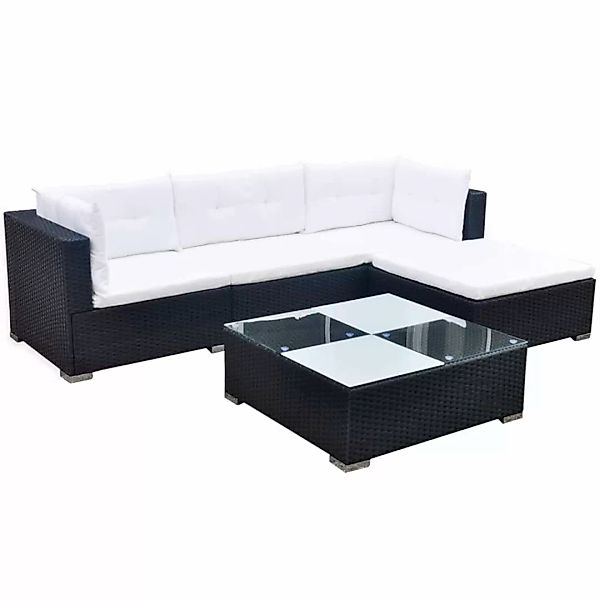 Vidaxl 5-tlg. Garten-lounge-set Mit Kissen Poly Rattan Schwarz günstig online kaufen