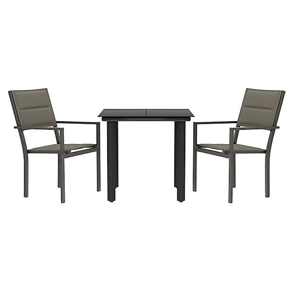 vidaXL 3-Tlg Garten-Essgruppe Schwarz Stahl und Textilene 3200742 günstig online kaufen