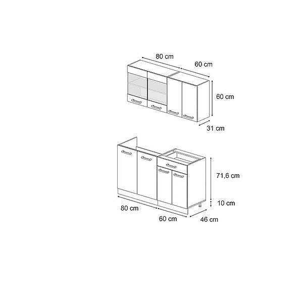 Vicco Küchenzeile R-Line, Weiß Landhaus/Anthrazit, Ohne günstig online kaufen