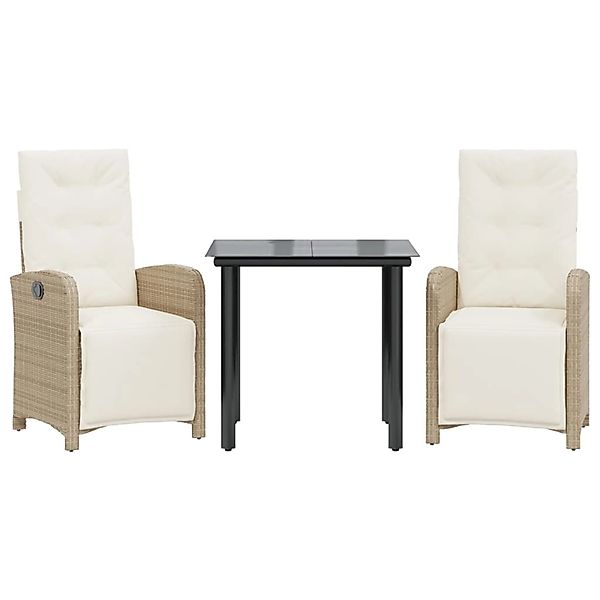 vidaXL 3-Tlg Bistro-Set mit Kissen Beige Poly Rattan 3212577 günstig online kaufen