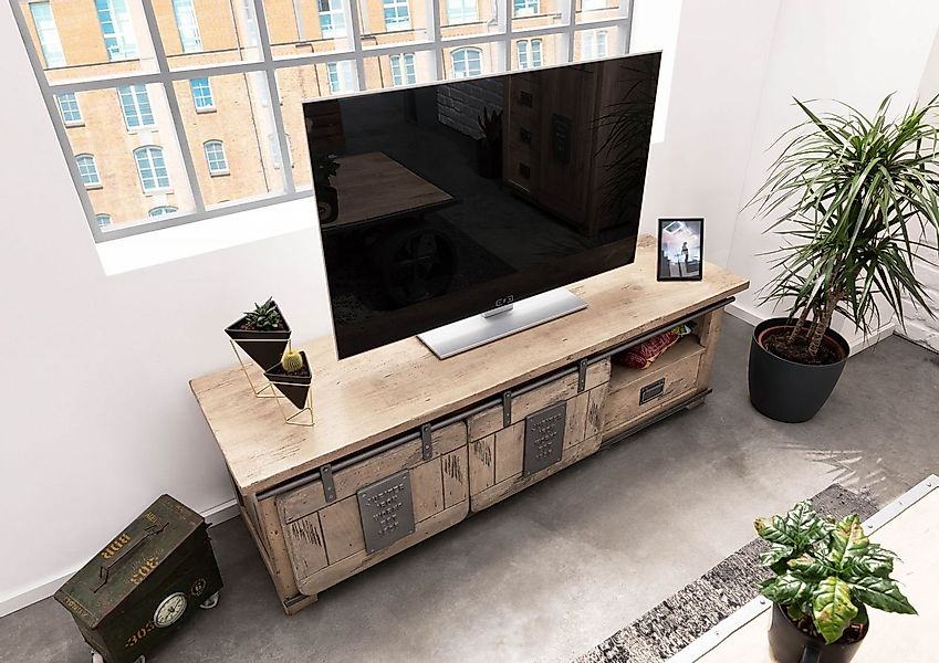Massivmoebel24 TV-Board (Massivholz), Mango 160x45x50 whitewash günstig online kaufen