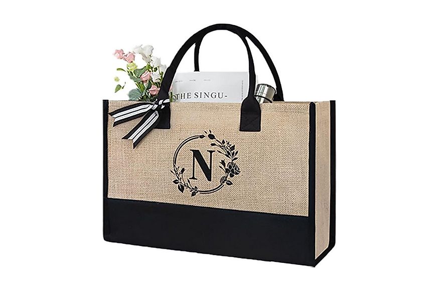 MODFU Einkaufsshopper Arbeitstasche Damen Jute Canvas Tote, 21 l, für Freiz günstig online kaufen