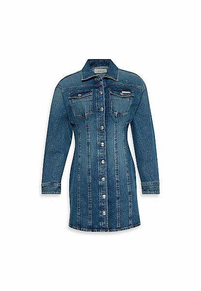 Calvin Klein Jeans Jeanskleid "LS DENIM MINI DRESS" Klappentaschen Mit Rund günstig online kaufen