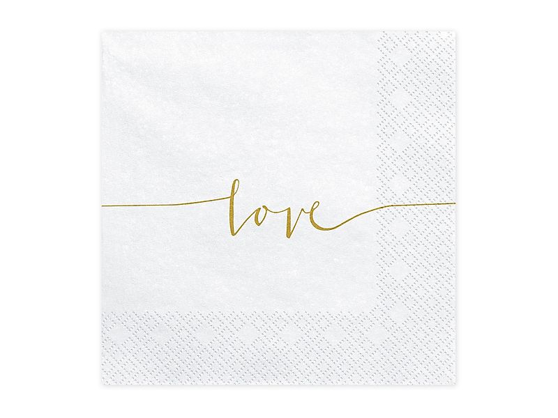 partydeco Hängedekoration Servietten Love Weiß/Gold 33x33cm/20 günstig online kaufen