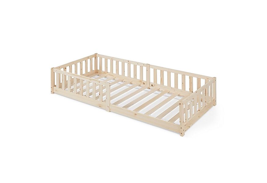 en.casa Kinderbett, »Tanna« mit Rausfallschutz 90x200 cm Montessori Kiefern günstig online kaufen