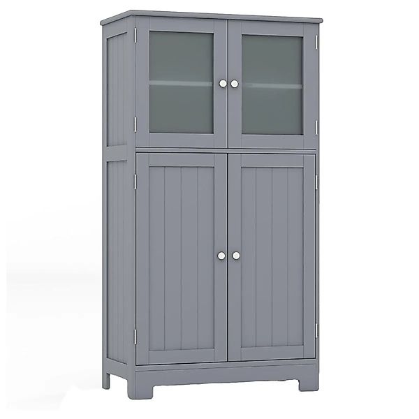 Costway Badezimmerschrank mit Glastüren Grau günstig online kaufen