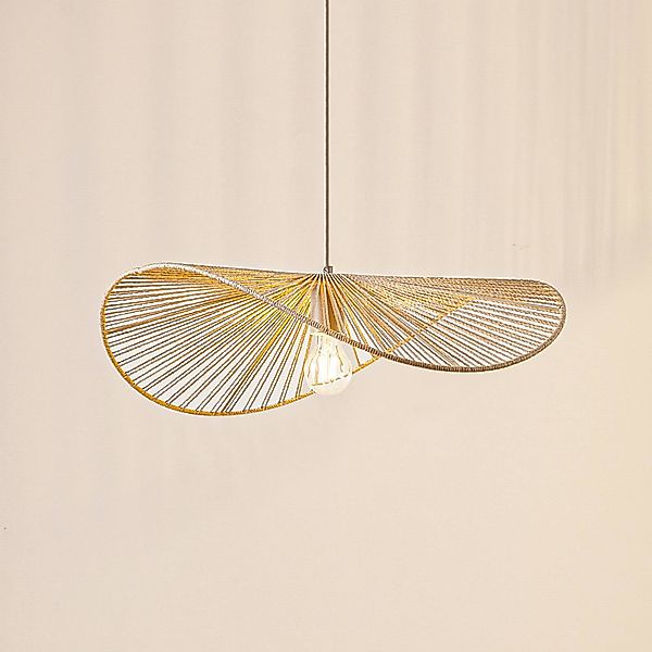 Lindby Hängeleuchte Valdorin, beige, Papier, Länge 75 cm günstig online kaufen