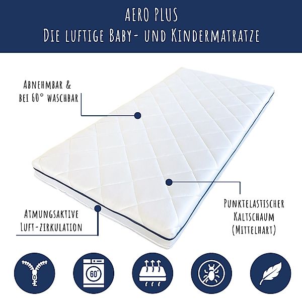 Kindermatratze AERO PLUS mit Ventilationsstreifen 60x120 günstig online kaufen