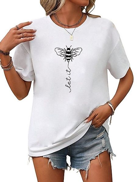 PYL Rundhalsshirt Damen Sommer Casual T-Shirt mit Biene Print Tee günstig online kaufen