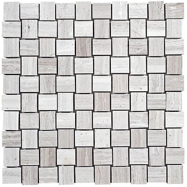 Mosaik Marmor Basketwave Grau poliert 29 cm x 29 cm günstig online kaufen